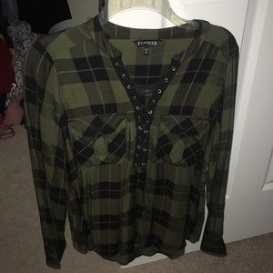 long sleeve laced up flannel